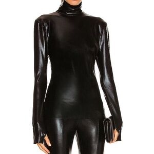 Norma Kamali Black Fitted Bodysuit Top